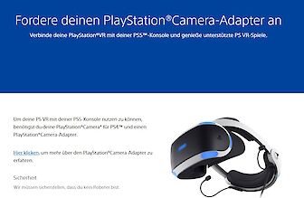 Achtung PSVR Besitzer! Der kostenlose PlayStation®Camera-Adapter für PS5 ist jetzt bestellbar